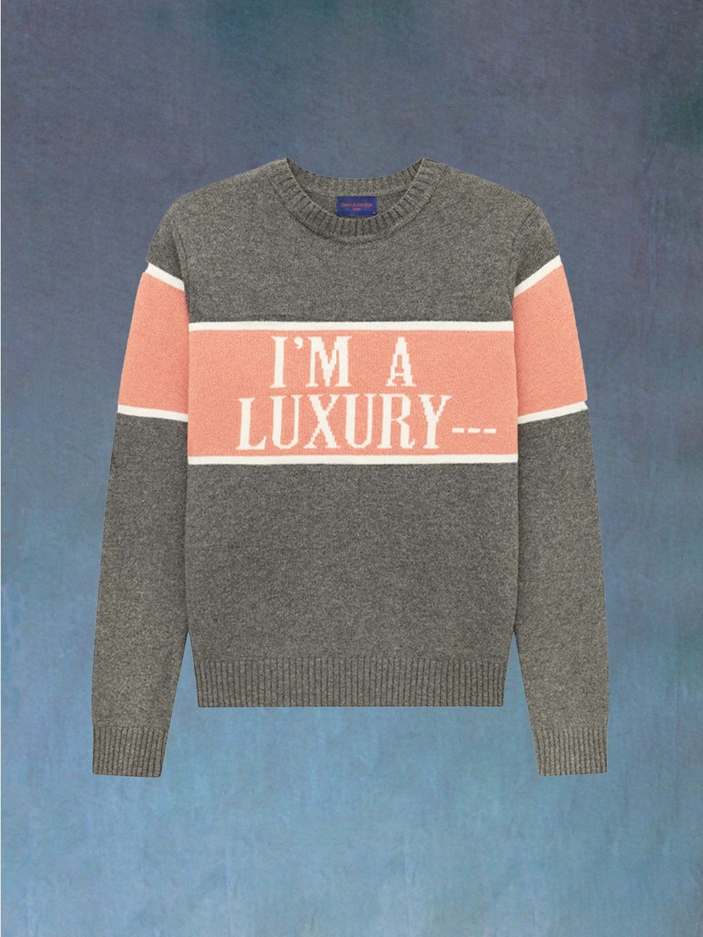 Princess Diana Relaxed Crewneck Sweater in Grey and Dusty Pink - 'I'M A LUXURY' - Picture 3 of 13